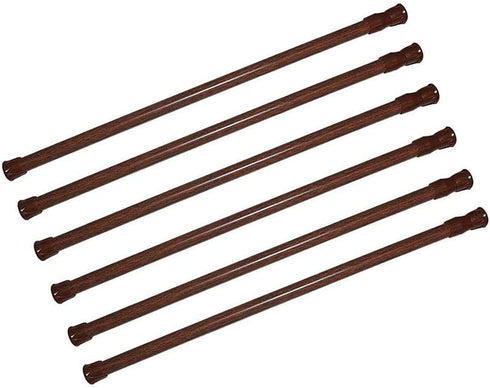 6 Pack Spring Tension Curtain Rod Adjustable Length for Kitchen, Bathroom, Cupboard, Wardrobe, Window, Bookshelf DIY Projects (Wood Grain - 6 Pack,15.7" to 28" Adjustable)
