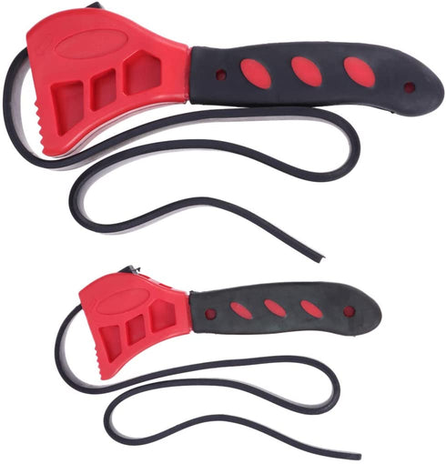 Yardwe Strap Wrench Bottle Opener Adjustable Strap Bottle Opener Jar Openers Tool 2Pcs (Red)