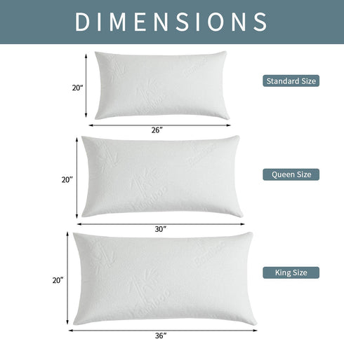 HOMBYS Bamboo Waterproof Pillow Protector with Zipper, Breathable Ultra Soft Zippered Pillow Cases Queen Size, White Pillow Covers Set of 2 for Summer, Hot Sleepers, Night Sweats