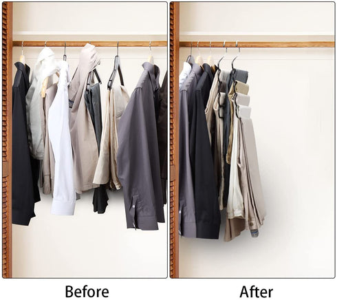 HuaQi Pants Hangers Space Saving Hangers for Closet Organizer Non Slip Closet Storage Organizer for Jeans Towels Scarves (Black, 4)