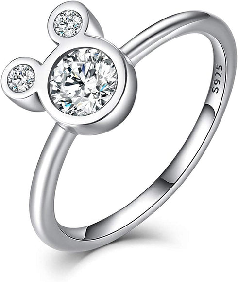 WOSTU 925 Sterling Silver Ring for Women Girls Love Heart,Cat,Mouse,Cubic Zircon(Different Size)