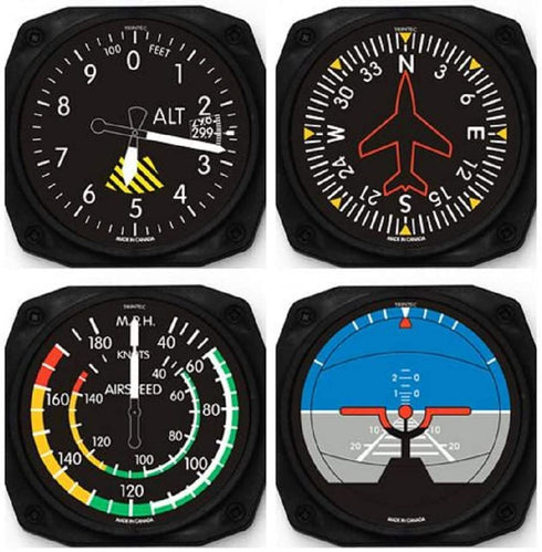 Classic Airplane Instrument Coasters Set of 4