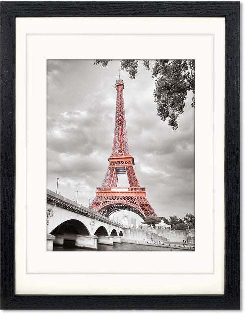Luxdart 12x16 Frames with Mat to Display 11x14 Picture or 8.5x11 Photo 12 x 16 Black Solid Wood Picture Frame Wall Art for Living Room Wall Mount and Tabletop Decor(2 Mats)