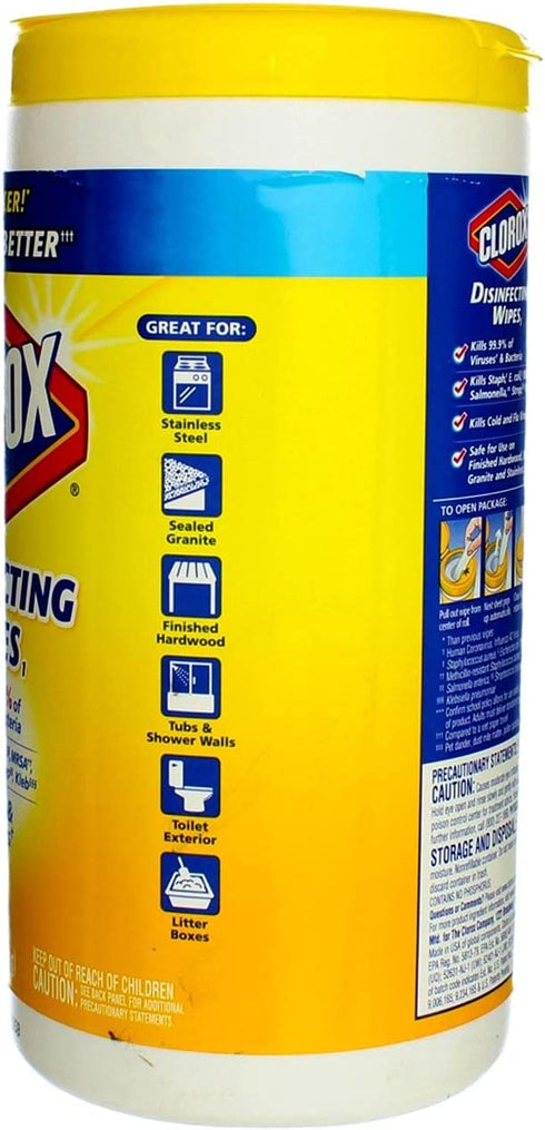 Clorox Disinfecting Wipes Lemon 3 Packs of 75 Count, 225 Count