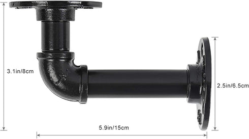 MOOACE Pipe Shelf Brackets 6 Packs, Industrial DIY Floating Shelf Bracket Black, Wall Mounted Metal Shelving Supports, L Bracket Rustic Vintage Look