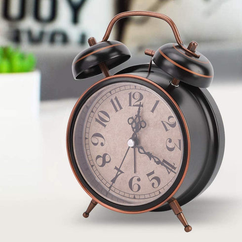 Christmas Carnival Boquite Old Fashioned Alarm Clock, Retro Mechanical Alarm Clock, Old Alarm Clock Traditional Alarm Clock with Night Light (Black)