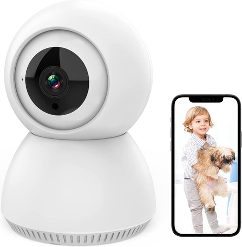 ZJX WiFi Camera Indoor, Pet Camera with Phone APP, 1080P Home Security Cam for Dog/Cat/Baby/Elder/Nanny, 2-Way Talk, Motion Tracking, Motion and Sound Detection, Compatible with Alexa White IC-03