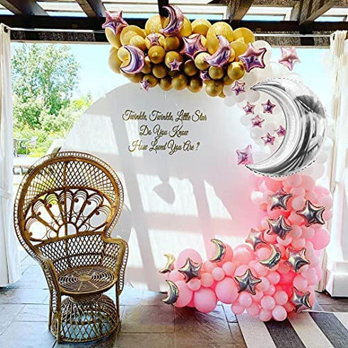 Silver Moon Star Shape Balloons Big Size Jumbo Mylar Foil Helium Balloons Celebrations for Baby Shower Bar Theme Valentines Engagement Wedding Decors Anniversary Birthday Decorations Party Supplies