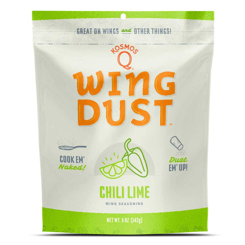 Kosmos Q Chili Lime Wing Dust - 5 Oz Bag for Wings, Popcorn, Fish & More - Dry BBQ Wings Rub with Spicy & Zesty Flavor (Chili Lime)