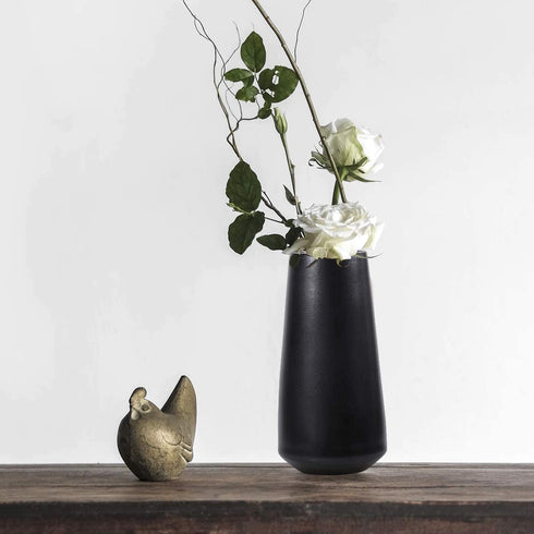 Ceramic Flower Vase for Home Décor Office Decoration, 6 Inch, Matte Black