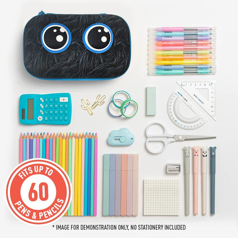 ZIPIT Beast Pencil Box for Kids, Cute Storage Case for School Supplies, Holds Up to 60 Pens, Secure Zipper Closure, Machine Washable (Black)