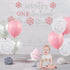 Winter Onederland Birthday Decorations, Girls Birthday Party Decoration, Banner, Cake Toppers, Pink Silver Snowflake Balloons Garland for Winter Wonderland Shower Winter First Birthday Party Supplies
