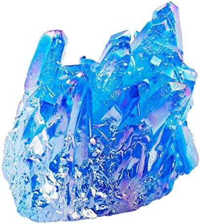 Rockcloud Healing Crystal Natural Titanium Coated Blue Rock Quartz Cluster Geode Druzy Home Decoration Gemstone Specimen