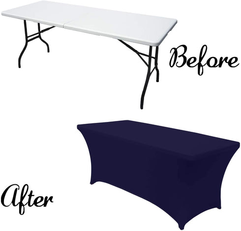 ABCCANOPY Spandex Tablecloths for 4 ft Home Rectangular Table Fitted Stretch Table Cover Polyester Tablecover Lash Bed Cover Table Toppers Massage Table Cover, Navy Blue