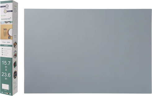 emolife Versatile Silicone Counter Mat, Thick 2mm, Countertop Protector, Heat Resistant, Nonslip, XL Large Table Mat (Dark Grey)