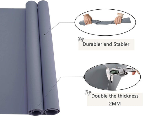emolife Versatile Silicone Counter Mat, Thick 2mm, Countertop Protector, Heat Resistant, Nonslip, XL Large Table Mat (Dark Grey)