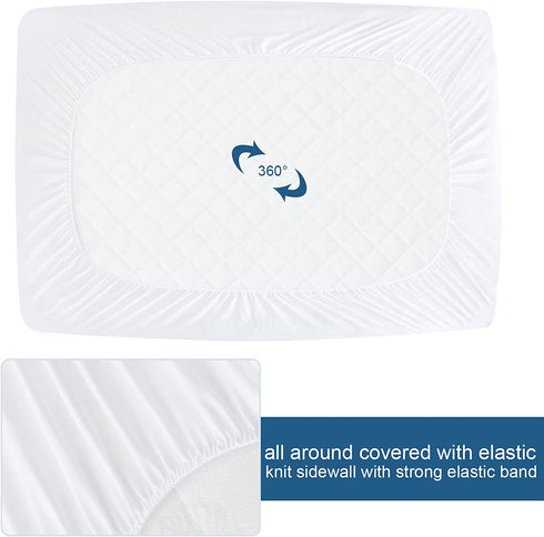 Queen Mattress Protector Waterproof Cover Absorbent & Skin Friendly & Noiseless Fits up to 18'' Depth, Cotton Terry Machine Wash Highly Protection Mattress Protector Queen Size