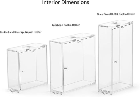 SimplyImagine Napkin Holder - Cocktail & Beverage Clear Acrylic Napkin Storage for Bar, Kitchen, Restaurant, Countertop - Decorative, Elegant & Modern Square Paper Tray for Indoor/Outdoor Dinner Use