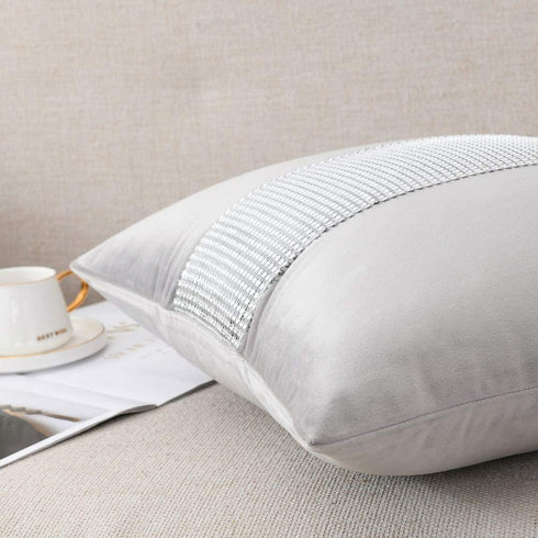 NordECO HOME Set of 2 Throw Pillow Covers - Velvet Soft Decorative Cushion Covers for Bed Home Decoration, 18 x 18, Light Grey
