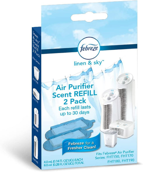 Febreze Linen & Sky Air Purifier Scent Refill Cartridge, 2-Pack, White, 2 per Pack