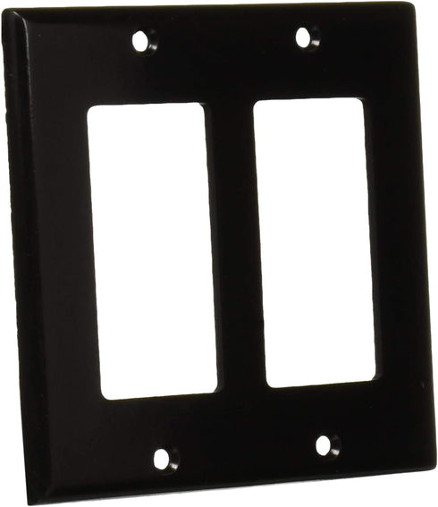 Leviton 80409-E 2-Gang Decora/GFCI Device Decora Wallplate, Standard Size, Thermoset, Device Mount, Black, 25-Pack