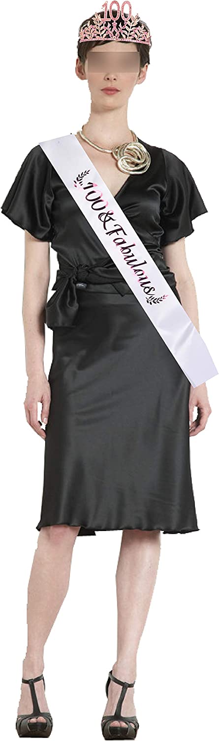 100th Birthday Gifts for Women, 100th Birthday Tiara and Sash, 100 Fabulous Sash and Crystal Tiara, 100th Birthday Decorations for Women, 100th Birthday Party Supplies, Happy 100th Birthday