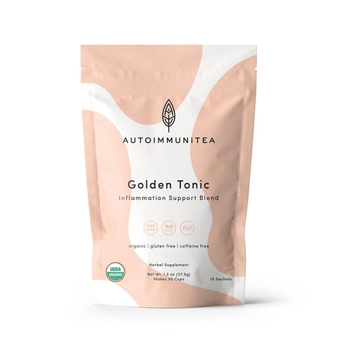 AIP Diet Anti Inflammatory Tea Herbal Blend for Autoimmune Protocol Compliant Foods, AIP, Whole 30, Paleo friendly - 100% Organic Sachet Tea Bags of Loose Leaf Herbs for inflammation - Ayurvedic Anti-Inflammatory turmeric rooibos ginger tea