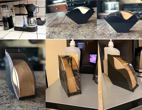 CAFEMASY Coffee Filter Holder Filter Paper Dispenser Rack with Dustproof Cover
