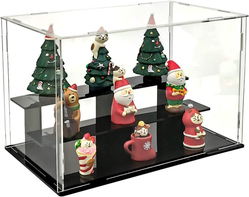 LANSCOERY 3 Steps Clear Acrylic Display Case Assembly Countertop Box Cube Organizer Stand Dustproof Protection Showcase for Action Figures, Toys, Collectibles (3 Tier 9.5x5.5x6.3 Inch, 24x14x16cm)