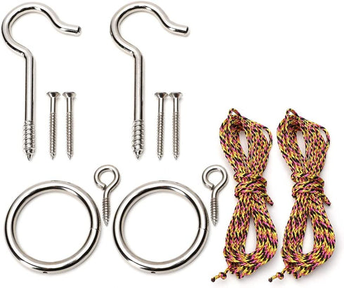 IParts Hook and Ring Swing DIY Kit Heavy-Duty Hardware and String Ring Toss Game, Set of 2