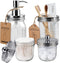 Amolliar Mason Jar Bathroom Accessories Set(4 Pack) - Lotion Soap Dispenser&Qtip Holder Set&Toothbrush Holder-Rustic Farmhouse Decor Apothecary Jar Bathroom Countertop,Vanity Organize (Brushed Nickel)