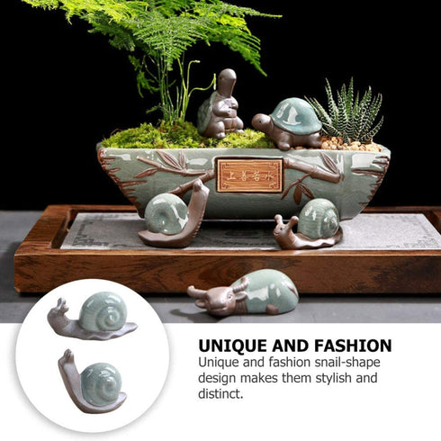 Amosfun 2Pcs Snail Figurine Ceramic- Miniature Snail Ornament - Miniature Cats Minifigures Unicorn Figurines Decor Figurine -Tea Table Ornament Mini Retro Creative -Decor Snail Figurine Ornament