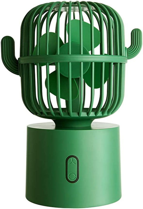 Personal Fan Small Desktop USB Desk Fan, Cactus Mini Handheld Table Rechargeable 80 Degree Auto Rotation Portable Fans, 3 Speeds Strong Wind, Quiet Operation Fan for Room Home Office Outdoor Travel