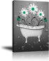 Premium White Daisy Butterfly Bathroom Wall Decor, Print Artwork Giclee Canvas Art Framed Painting Poster Pictures Decoration 16x 20 Inchs