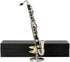 Dselvgvu Miniature Bass Clarinet with Stand and Case Mini Musical Instrument Mini Bass Clarinet Miniature Dollhouse Model Christmas Ornament (5.12")