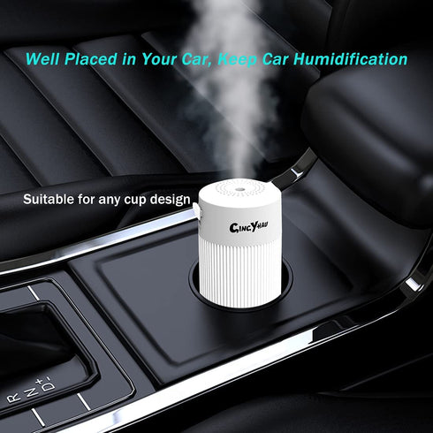 Humidifier Diffuser Small with Nightlight, Mini Portable Cool Mist Humidifier for Car, USB Charging Port, Quiet Humidifier for Baby Bedroom, Auto Shut-off, White