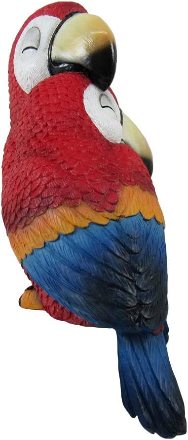 DWK Polly and Petey Mama Mother Parrot and Baby Parrot Shelf Sitting Figurines | Shelf Decor | Desk Accessories | Statues & Figurines | Office Decor | Bookshelf Accessories and Decorations - 6"