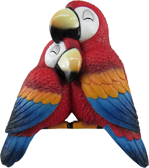 DWK Polly and Petey Mama Mother Parrot and Baby Parrot Shelf Sitting Figurines | Shelf Decor | Desk Accessories | Statues & Figurines | Office Decor | Bookshelf Accessories and Decorations - 6"