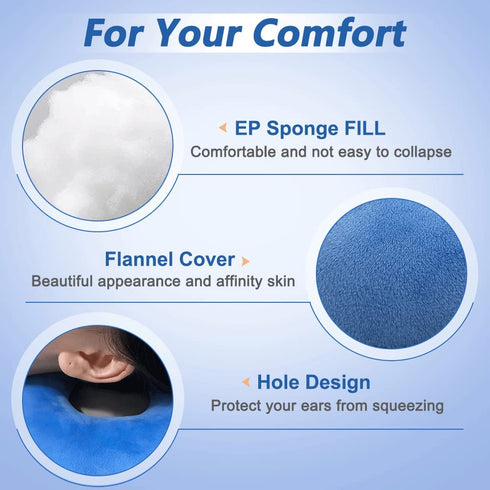 Ear Pillow Piercing Donut Side Pillow with A Hole-Ear Inflammation Pain Relief Ear Cushions for Sleeping
