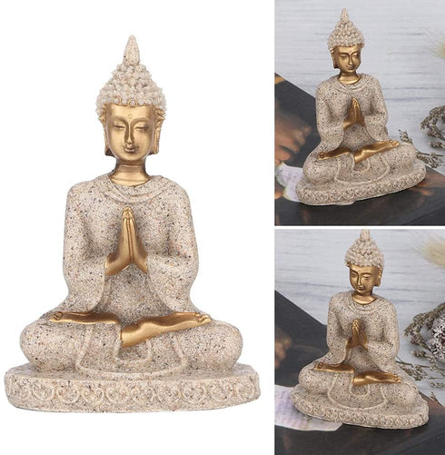Buddha Statue Meditating Seated Carving Figurine Craft for Home Desktop Decoration Ornament