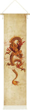 Hanging Poster Canvas Wall Art Paintings of Chinese Dragon Tapestry Asian Traditional Chinese Soaring Dragon Golden Dragon Totem Wall Tapestry Wall Decor For Room (13''x 56''/33x142cm)