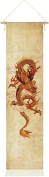 Hanging Poster Canvas Wall Art Paintings of Chinese Dragon Tapestry Asian Traditional Chinese Soaring Dragon Golden Dragon Totem Wall Tapestry Wall Decor For Room (13''x 56''/33x142cm)