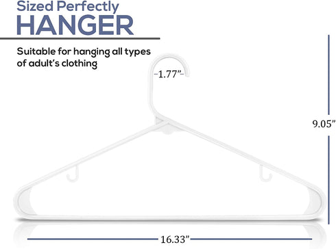 Utopia Home Plastic Hangers 30 Pack - Clothes Hanger with Hooks - Lightweight & Space Saving Plastic Hangers - Durable, Slim & Sleek White Hangers