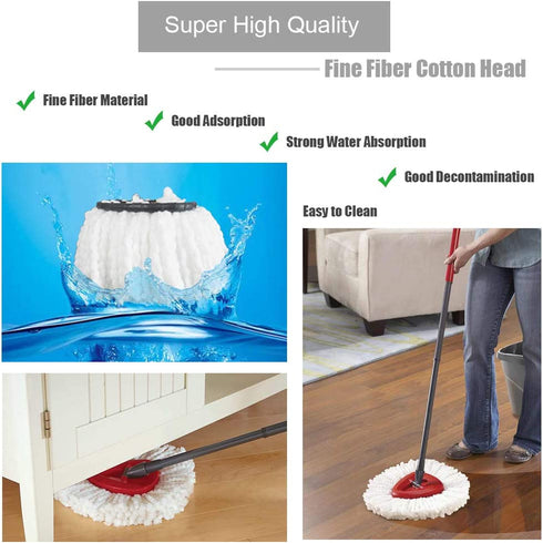 6 Pack Spin Mop Replacement Heads Microfiber Mop Refills - Easy Cleaning Mop Head Replacement