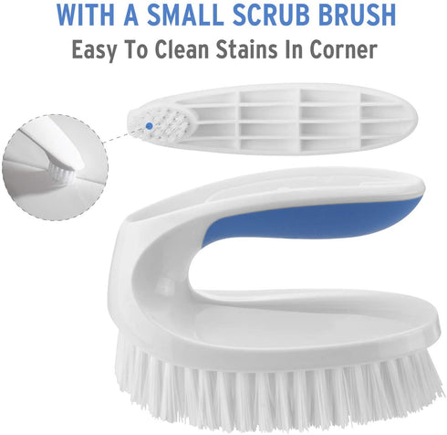 Amazer Scrub Brush for Cleaning, 2-Pack Deep Cleaning Nylon Brush Set with Handles, Heavy Duty Grout Corner Brushes with Comfort Grip for Bathroom, Floor, Tub, Carpet, Shower, Tile and Kitchen