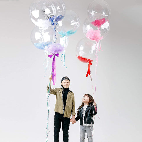 HappyBoom 10-Pack 20" Big Transparent Bobo Balloons - Large Clear PVC Bubble Balloons for Birthday, Bridal Shower, Centerpieces, Party Christmas, LED Decorations, Indoor and Outdoor Decoration.