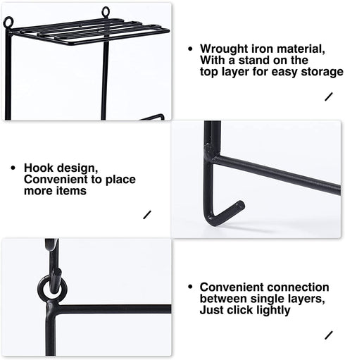 Towel Rack Holder Set Wall Mounted with Top Shelf & Hook - Towels Organizer for Storage of Washcloths, Hand Towels - Modern Wall Decorative for Spa, Salon, Modern Design?Black?