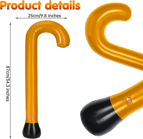 4 Pieces Old Man Inflatable Walking Canes Sticks Funny Old Age Costume Accessories Blow up Decorations for The 100th Day of School, a Gag Gift, Retirement Party Supplies