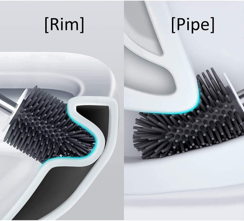 BOOMJOY Toilet Brush, Wall Mounted Toilet Bowl Brush with Holder for Bathroom, Soft Silicone Bristle, 2Pack