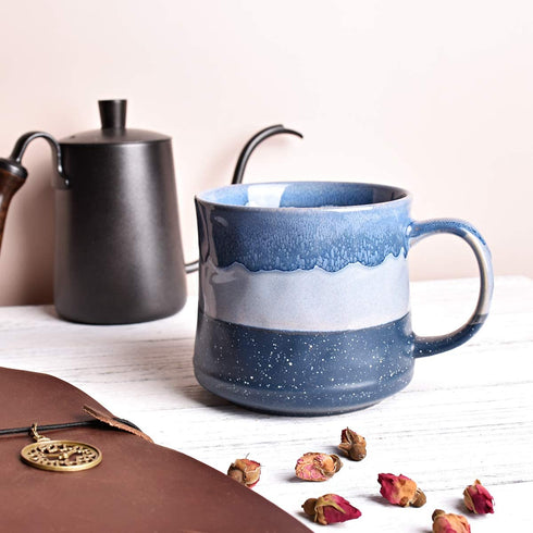 Bosmarlin Large Ceramic Coffee Mug, Big Tea Cup for Office and Home, 21 Oz, Dishwasher and Microwave Safe, 1 PCS¦ (Blue)